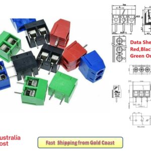 Screw Terminal Block 2-Pin, 5 mm Pitch, Side Entry 5,10 and 25 Pack