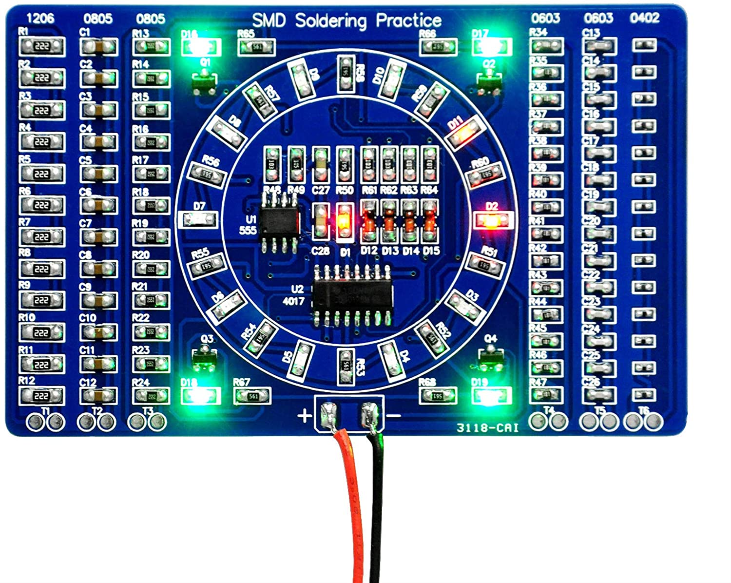 CD4017 Rotating LED SMD NE555 Soldering Practice Board