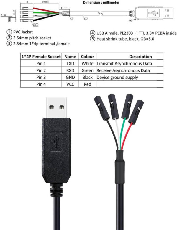 PL2303 USB to TTL Serial UART RS232 Adaptor