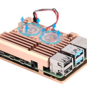Bronze Aluminum Dual Fans Cooling Case Raspberry Pi 4
