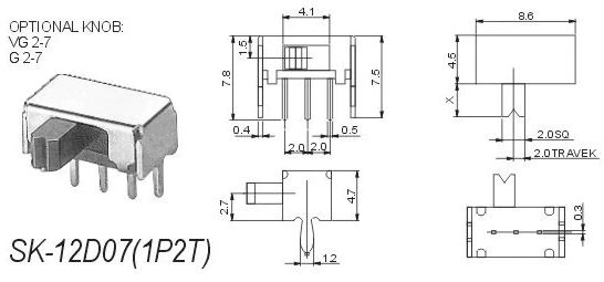 SK12D07VG3 PCB Mounted Miniature Slide Switch