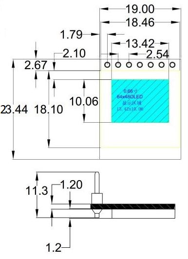 0.66 Inch Blue or White SPI OLED LCD 64x48 7pin