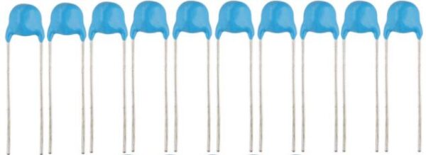100nF-50v-Z5U 20%-2.5MM 10 pack