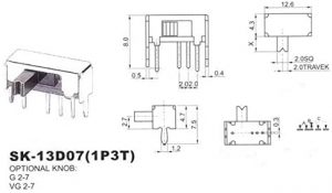 SK-13D07 PCB Mounted Miniature Horizontal Slide Switch 