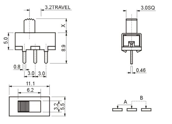 SS-12F17 PCB Mounted Miniature Slide Switch