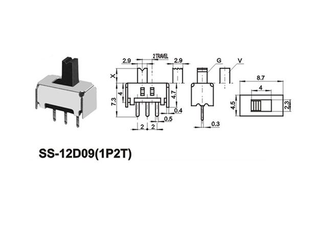 SS-12D09 PCB Mounted Miniature Slide Switch