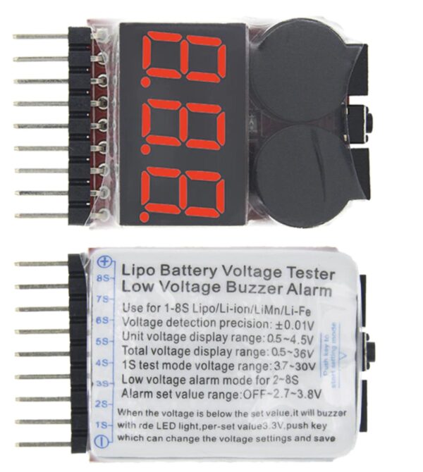 1-8S Lipo 2IN1 Indicator Tester Low Voltage Buzzer Alarm