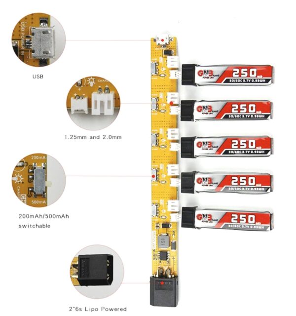 1S 3.7V 5-WAY USB Charger