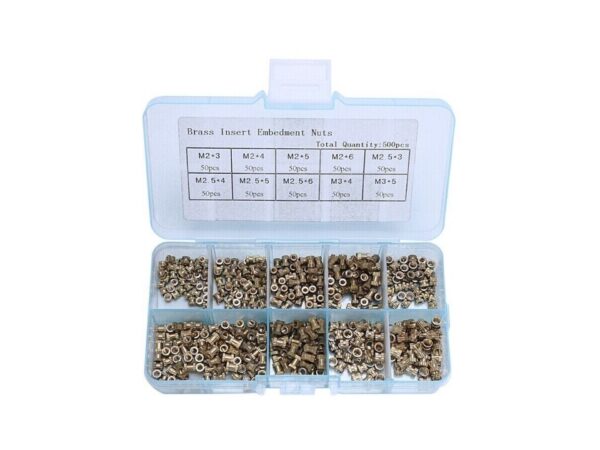 500pcs Knurl Nuts M2,M3 Brass Thread Insert Copper Injection Plastic