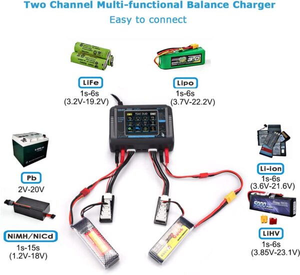 HTRC Lipo Charger 1 -6S Touch Screen Dual Discharger AC150W DC240W 10A T240