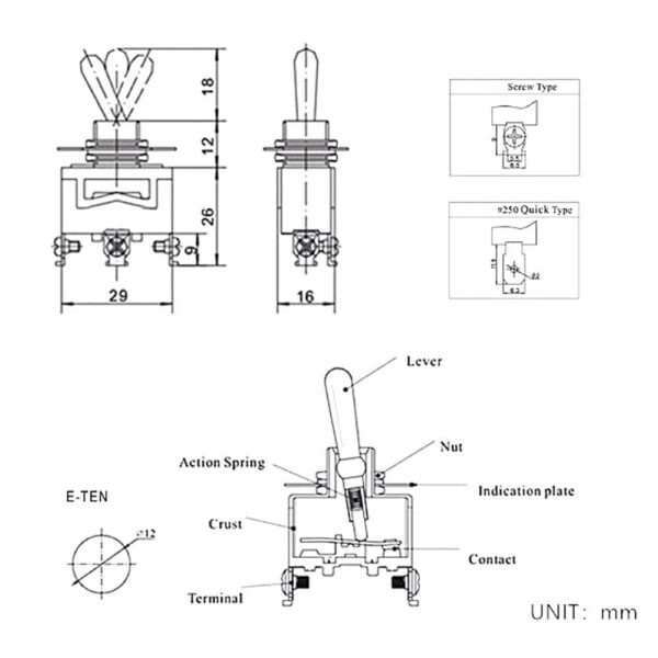 E-TEN1021 Toggle Rocker