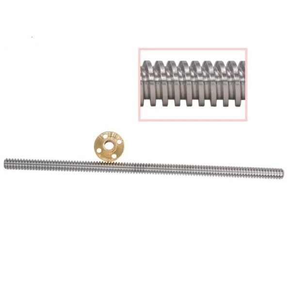 T8 Stainless Steel Trapezoidal Lead Screw Rod With Brass Nut-8mm