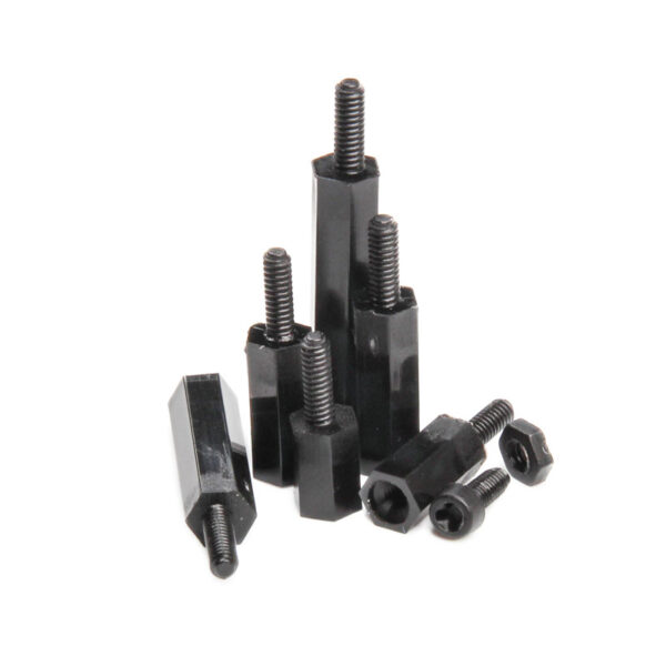 180 Pcs M2.5 Nylon Hex Nuts Screws Spacers Standoff Plastic Accessories Assortment Kit,Black