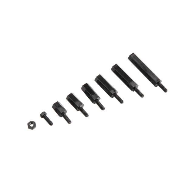 180 Pcs M2.5 Nylon Hex Nuts Screws Spacers Standoff Plastic Accessories Assortment Kit,Black