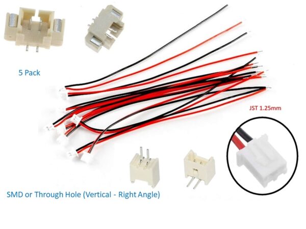 2Pin JST 1.25mm Pitch 150mm Female Cable + Male socket