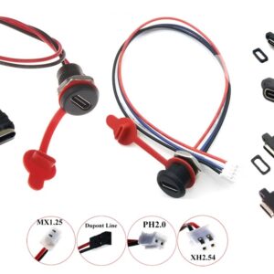 Waterproof USB Type-C connector with cables