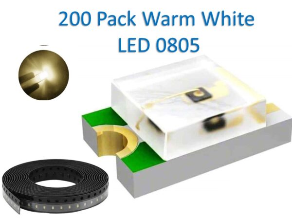 0805 SMD 200pcs Warm White LED Light Emitting Diodes prototype Raspberry Pi
