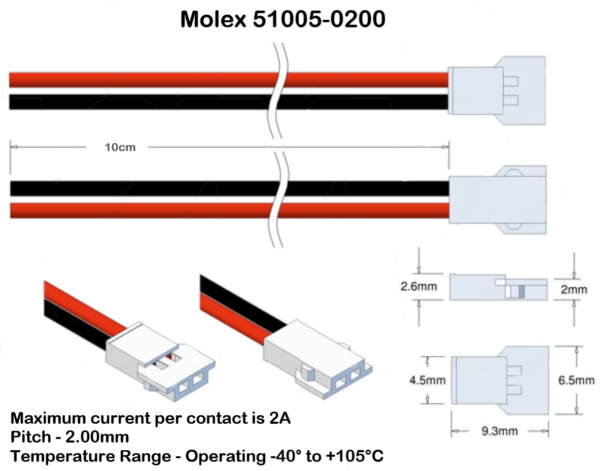 LiPo Battery 903048 (3.7V 1100mAh) High Discharge Polymer Lithium Ion Molex 51005-0200