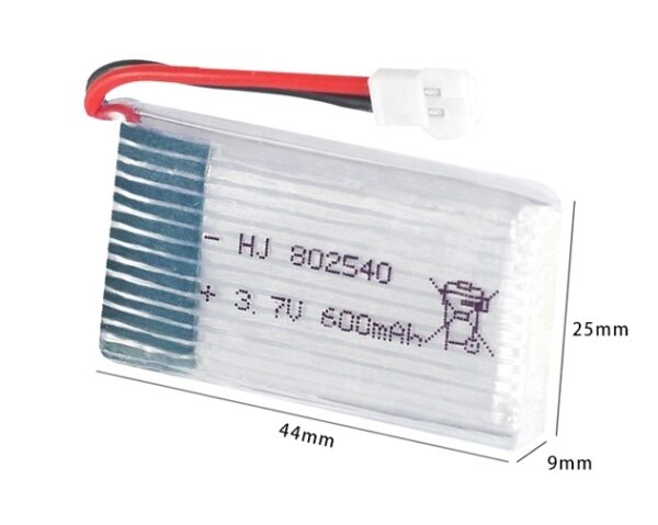LiPo Battery 802540 (3.7V 600mAh) High Discharge Lithium Ion Molex 51005 2mm pitch