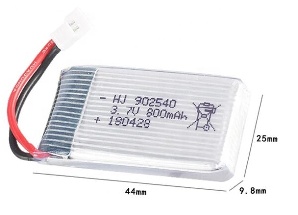 LiPo Battery 902540 (3.7V 800mAh) High Discharge Lithium Ion Molex 51005 2mm pitch