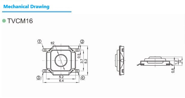 TVCM16 Miniature Low Profile Tact Switch SMD