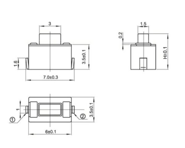 TVBU10 Miniature Low Profile Tact Switch