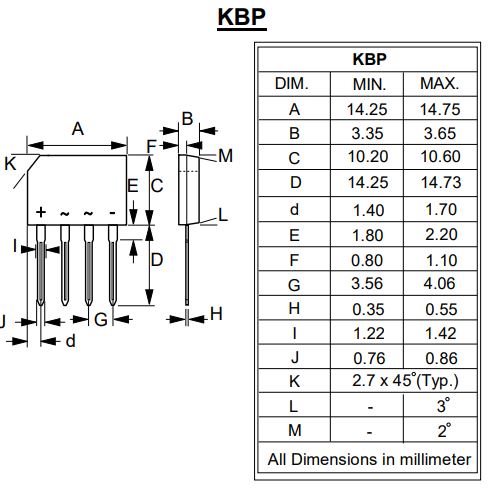KBL310 Bridge Rectifier 3 Amp