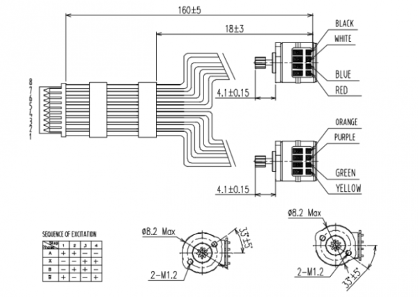 PM08-2 8mm Micro Stepper Motor 2-Phase 4-Wire