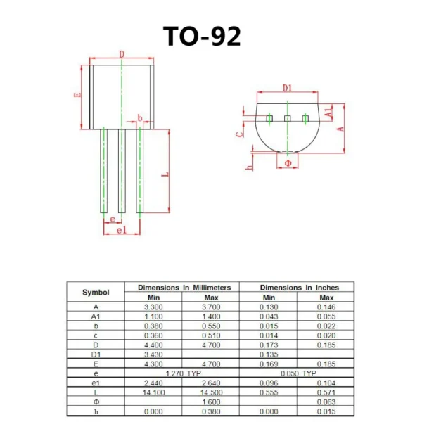 npn transistor size