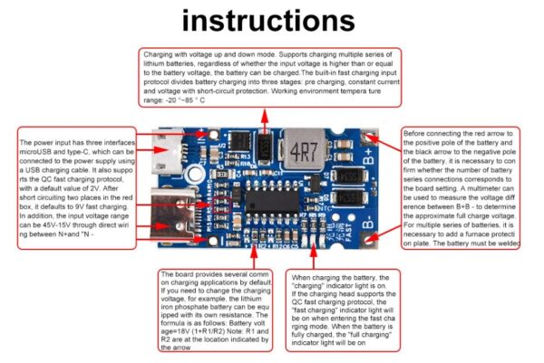 Type-C BMS 2S 3S 4S 5S Li-ion Battery Charge Board