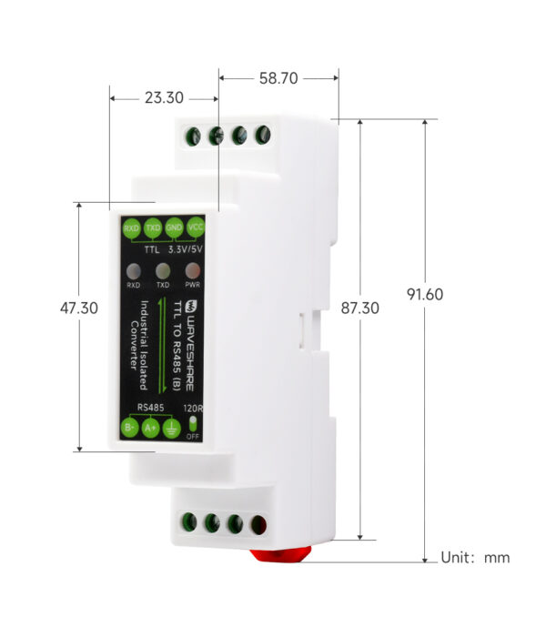 Rail Mount TTL To RS485 Galvanic isolated Converter