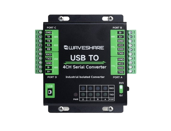 Industrial USB To 4-Ch Serial RS232/485/422/TTL Converter