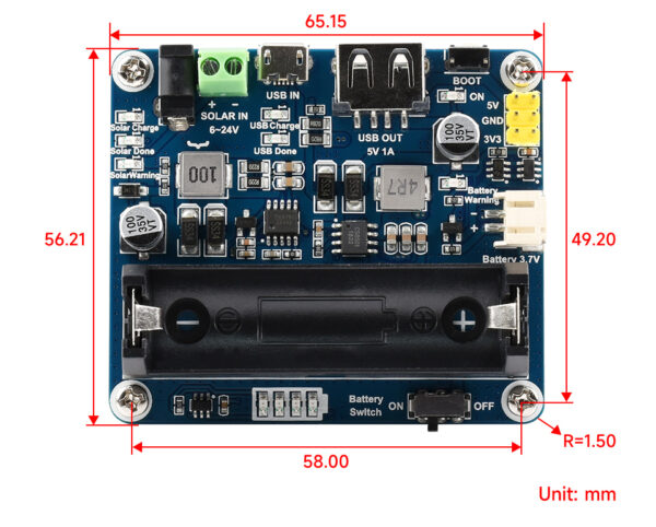 Waveshare Solar Power Management 5V/1A Or 3.3V/1A Module