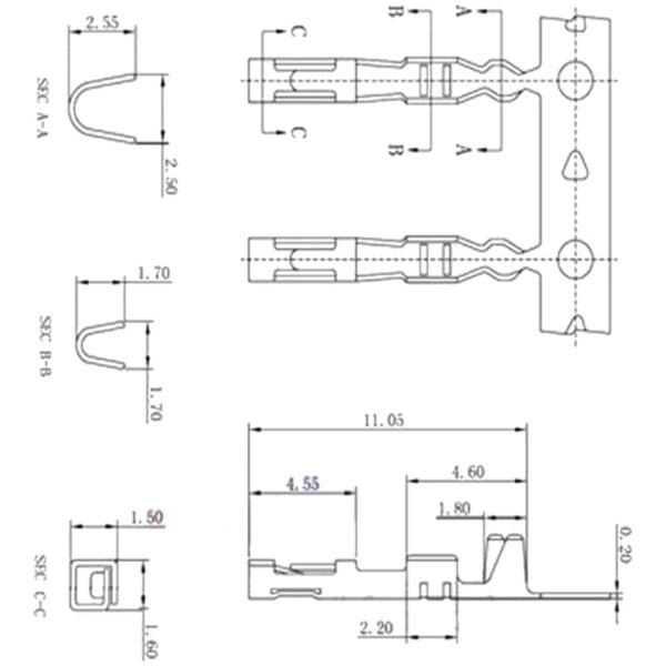 Female 2.54mm Pitch DuPont Jumper Connectors Terminal
