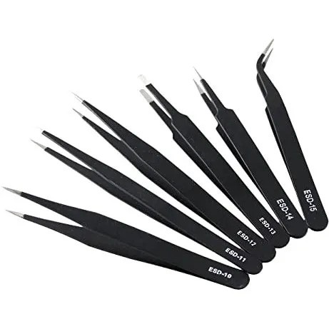 6 in 1 Anti-Static Stainless Steel Tweezers