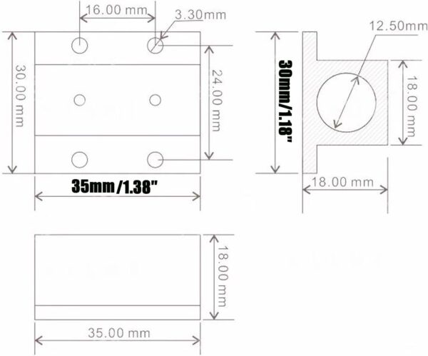 Black 35x30x18mm Heatsink Holder for 12mm Laser Modules
