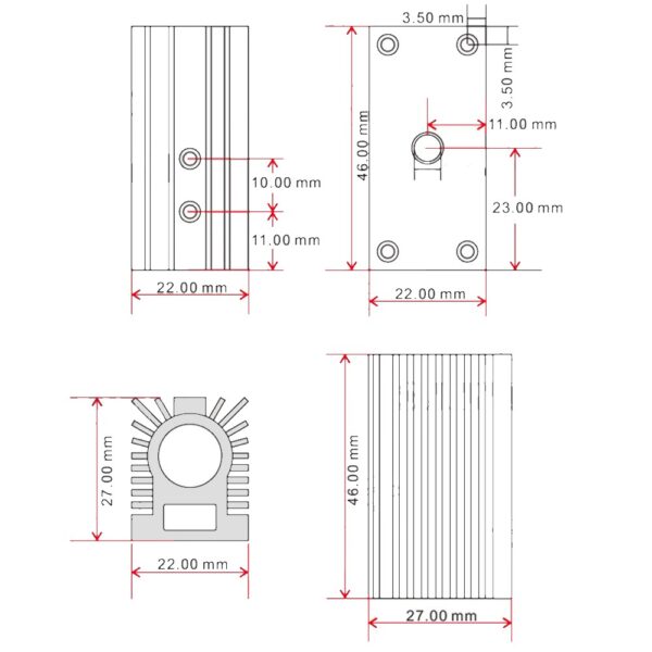 Silver Heatsink Holder for 12mm Laser Modules