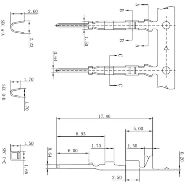Male 2.54mm Pitch DuPont Jumper Connectors Terminal