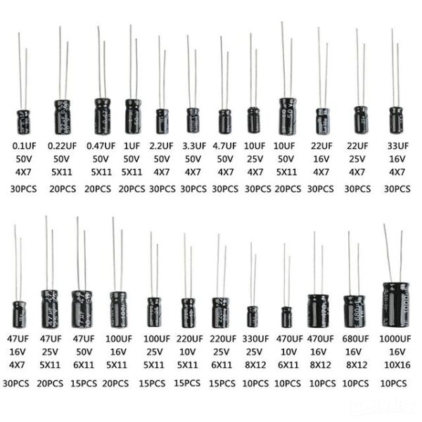 500pcs 24 Values Electrolytic Capacitors Kit