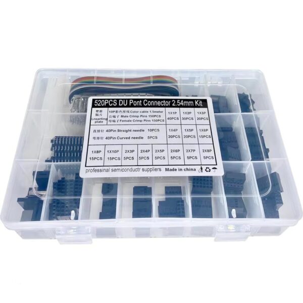 520pcs 2.54MM 1/2/3/4/5/6/7/8P DuPont Connector Kit
