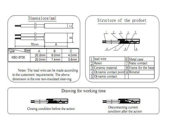 KSD9700 250V 5A Thermal Control Switch
