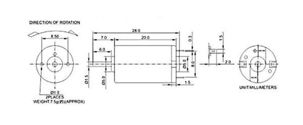 1220 Micro DC Motor 1.5-3V 9500RPM 3