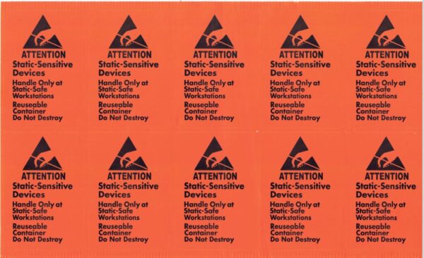 6.3 x 4.5cm Orange Anti-static Warning Stickers
