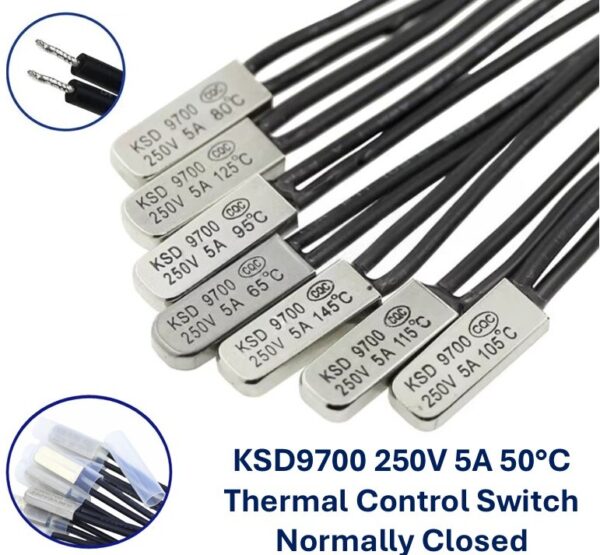 KSD9700 250V 5A 50°C Thermal Control Switch Normally Closed