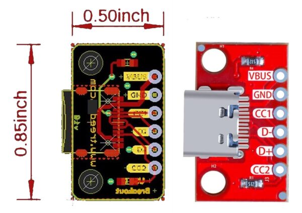 USB-Type-C to DIP 6 Pin Adapter Breakout-Board