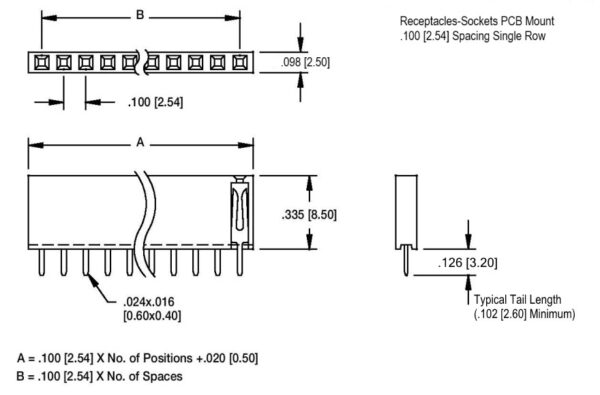 4-Pin 2.54mm Pitch Single Row Female Header