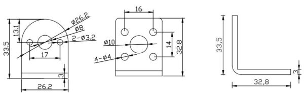 25mm DC geared motor Right Angle Bracket