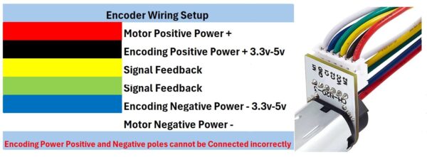 JGA12 N20 6V 15-3000RPM Micro Hall Encoded Gear DC Motor wiring setup