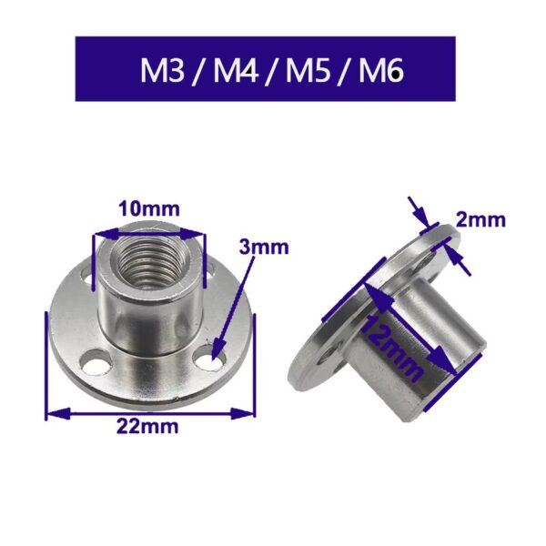M4 Flange Coupling Nut 2 pack