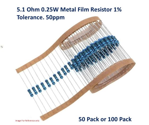 5.1 Ohm 0.25W Metal Film Resistor 1%